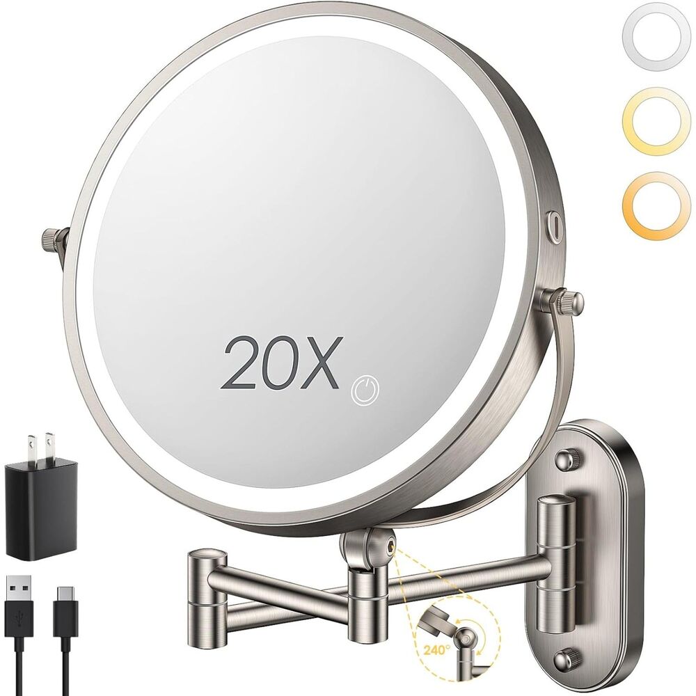 NWT ZLOKLA 9" Wall Mounted Lighted Makeup Mirror